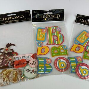 NEW The Paper Studio Chipboard Embellishments-"B" and Valentine/love